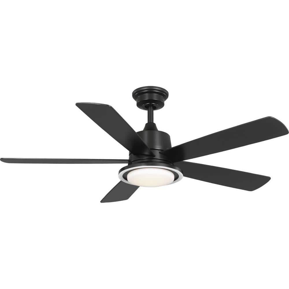 Tarsus Collection Ventilador de Techo Moderno Negro Mate de Cinco Aspas de 52 Pulgadas con Luz LED de CC Integrada