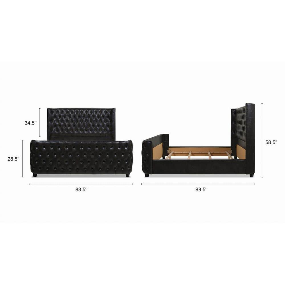 Brooklyn King-Size Luxe Wood Frame Upholstered Bed with Tufted Nailhead Trim