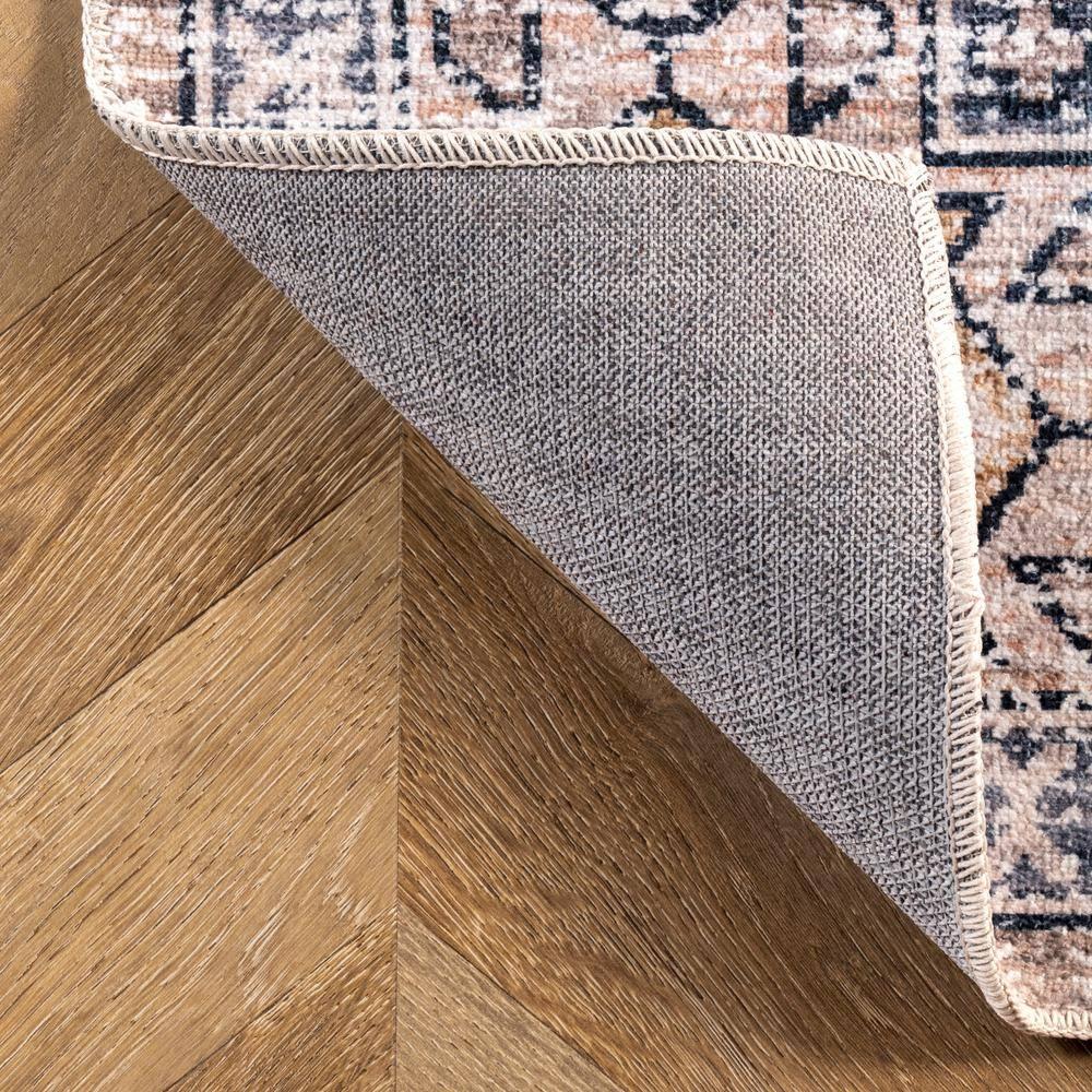 nuLOOM Mae Tribal Motif Machine Washable Peach 6' Modern Round Rug