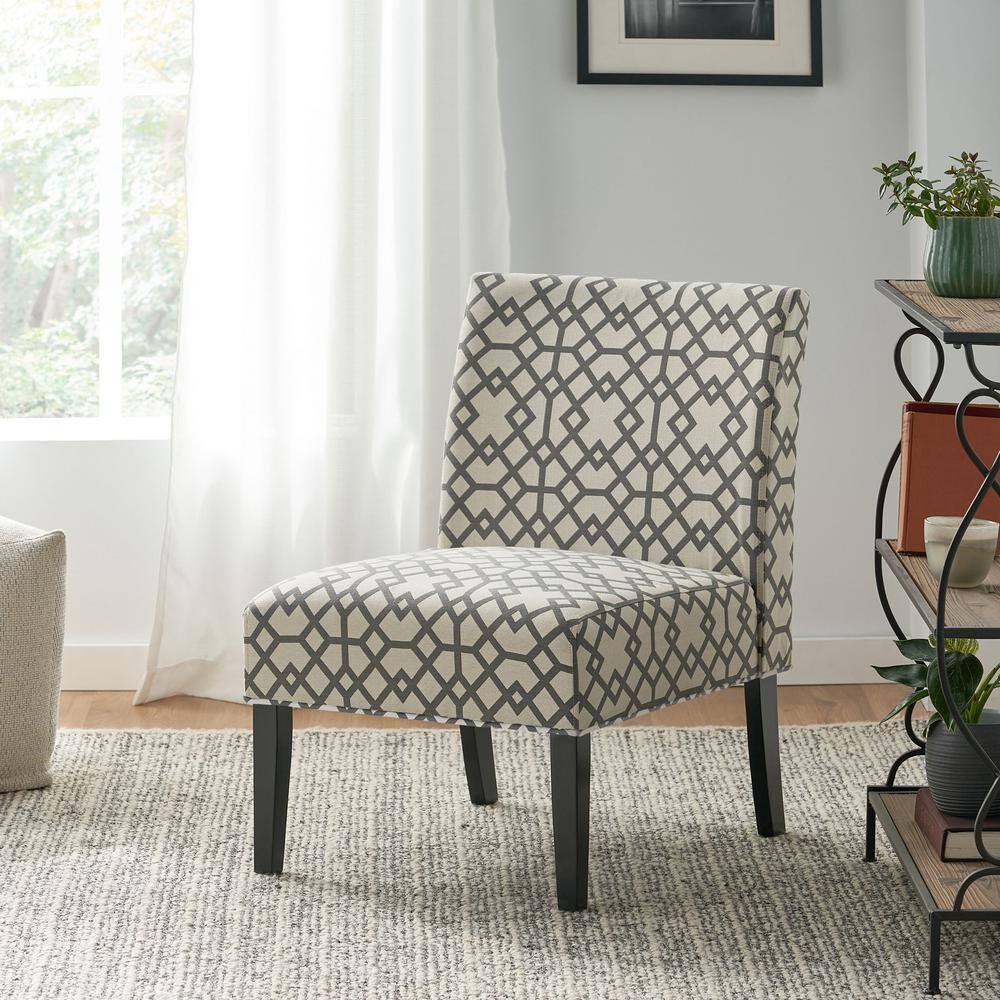 Kassi Accent Chair Gray Geometric Patterned - Christopher Knight Home: Polyester Upholstery, Rubberwood Frame