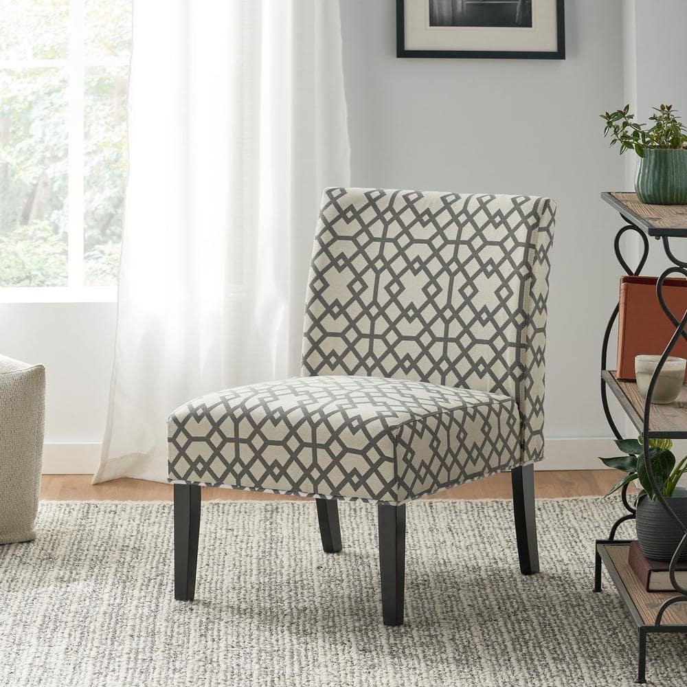 Kassi Accent Chair Gray Geometric Patterned - Christopher Knight Home: Polyester Upholstery, Rubberwood Frame
