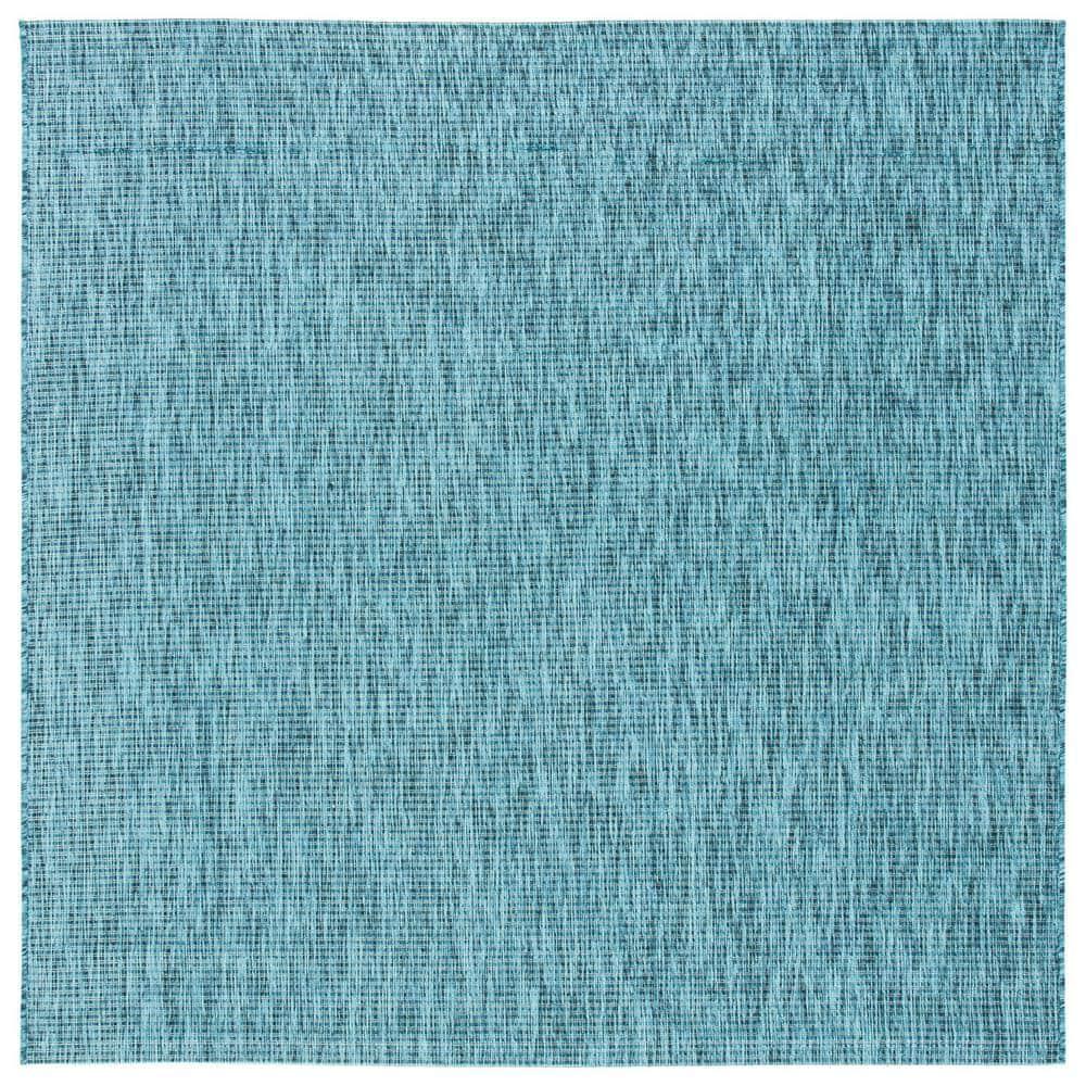 Courtyard CY8403 Power Loomed Indoor/Outdoor Area Rug - Grey/Aqua - 6'7"x6'7" - Safavieh.