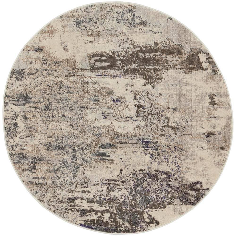 Nourison Celestial CES02 7'10" Round Ivory/Grey Area Rug