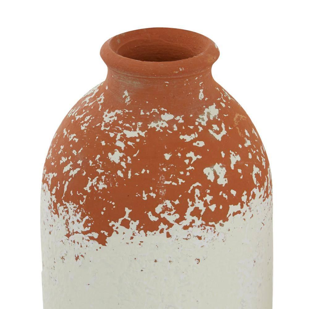 Novogratz Ceramic Decorative White Vase with Terracotta Detailing Set