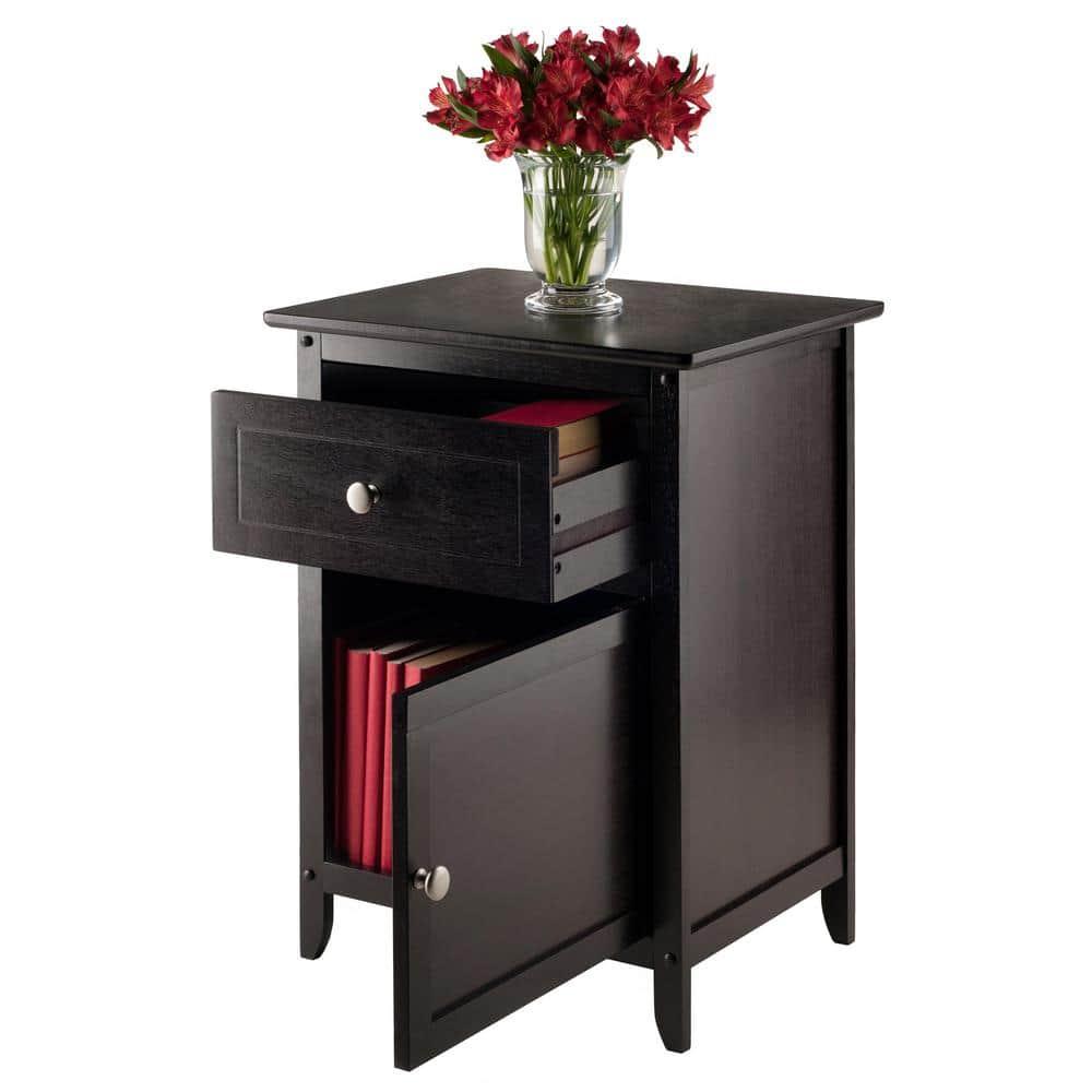 Eugene Nightstand - Espresso - Winsome: Wood Composite Bedside Cabinet with Storage