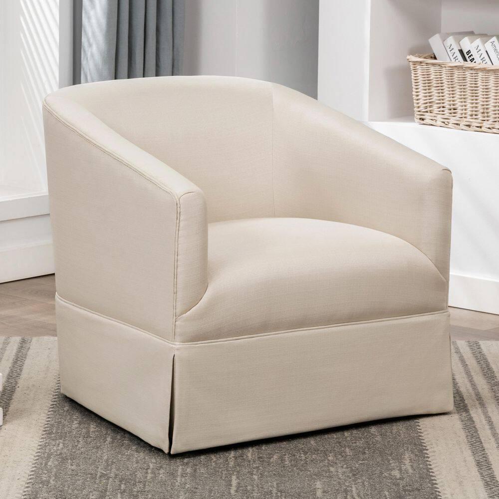 Comfort Pointe Elm Skirted Swivel Accent Chair Linen: Polyester Upholstery, No Assembly, Foam Fill