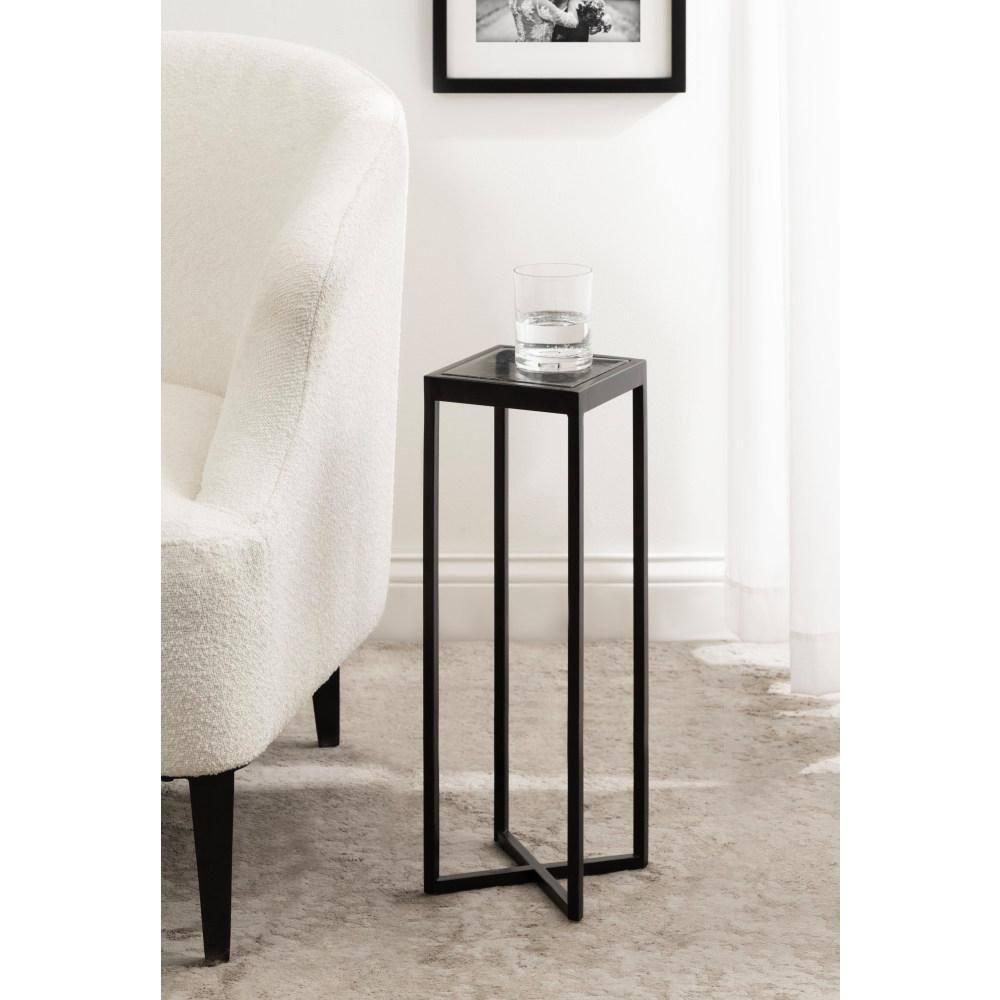 Kate and Laurel Jaspur Square Metal Drink Table, 7x7x21, Black