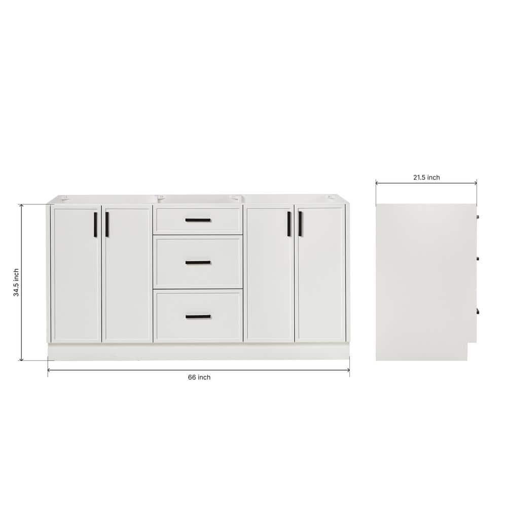 Ariel Kelley 66 Inch Double Sink Base Cabinet In Oak