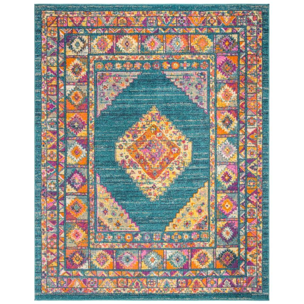 Madison MAD133 Power Loomed Indoor Area Rug - Light Blue/Orange - 8'x10' - Safavieh