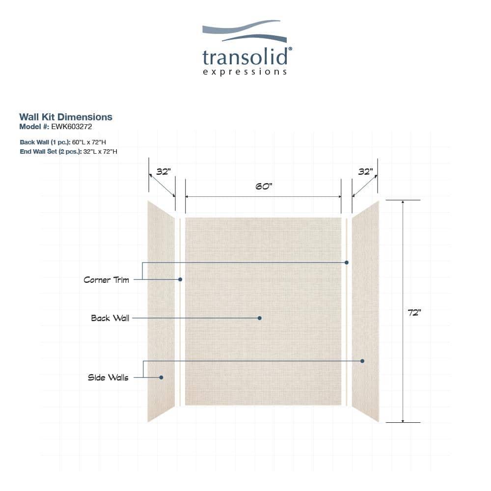 Transolid Expressions 60'' W 36'' D 72'' H Glue Up Solid Surface Wall