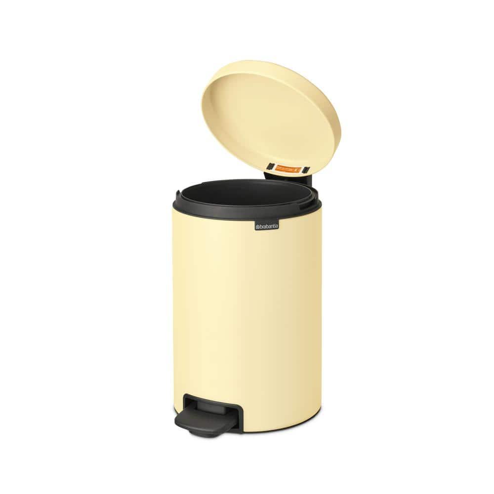Mellow Yellow Polypropylene Round Step-On Trash Can, 3.2 Gallon