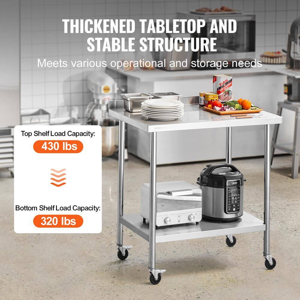 VEVOR VEVOR Stainless Steel 24'' W x 40'' H Adjustable Portable Work Table