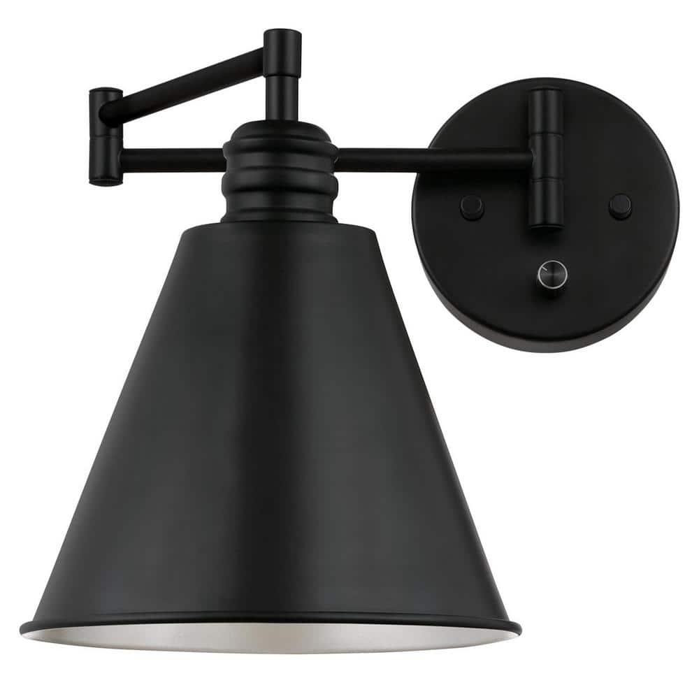 Westinghouse Lighting  Trocadero One Light Swing Arm Wall Fixture with On/Off Switch, Matte Black Finish - 1-Light