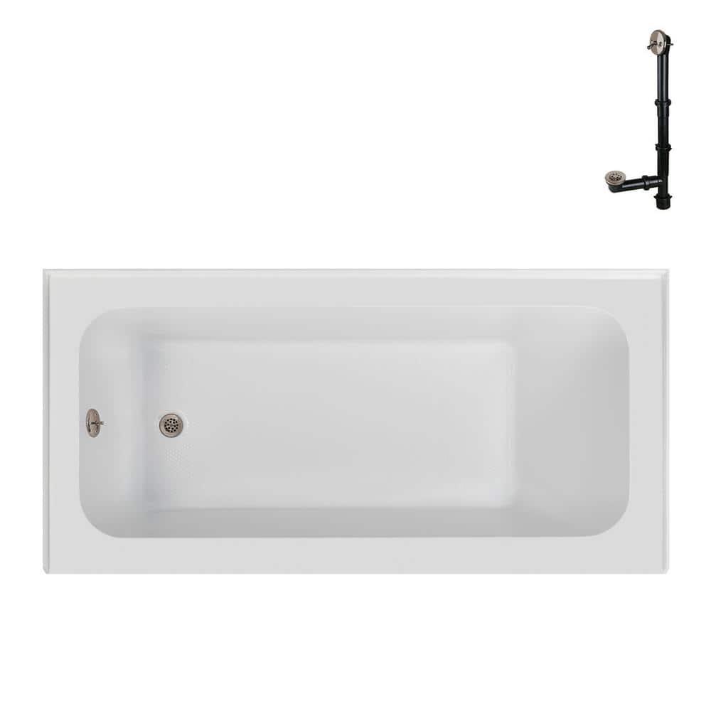 Streamline 60 in. x 30 in. Acrylic Left-Hand Drain Alcove Bathtub in Glossy White With External Drain