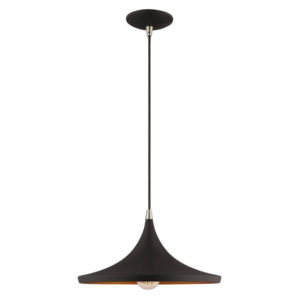 Livex Lighting Metal Shade 1 - Light Chandelier in  Black