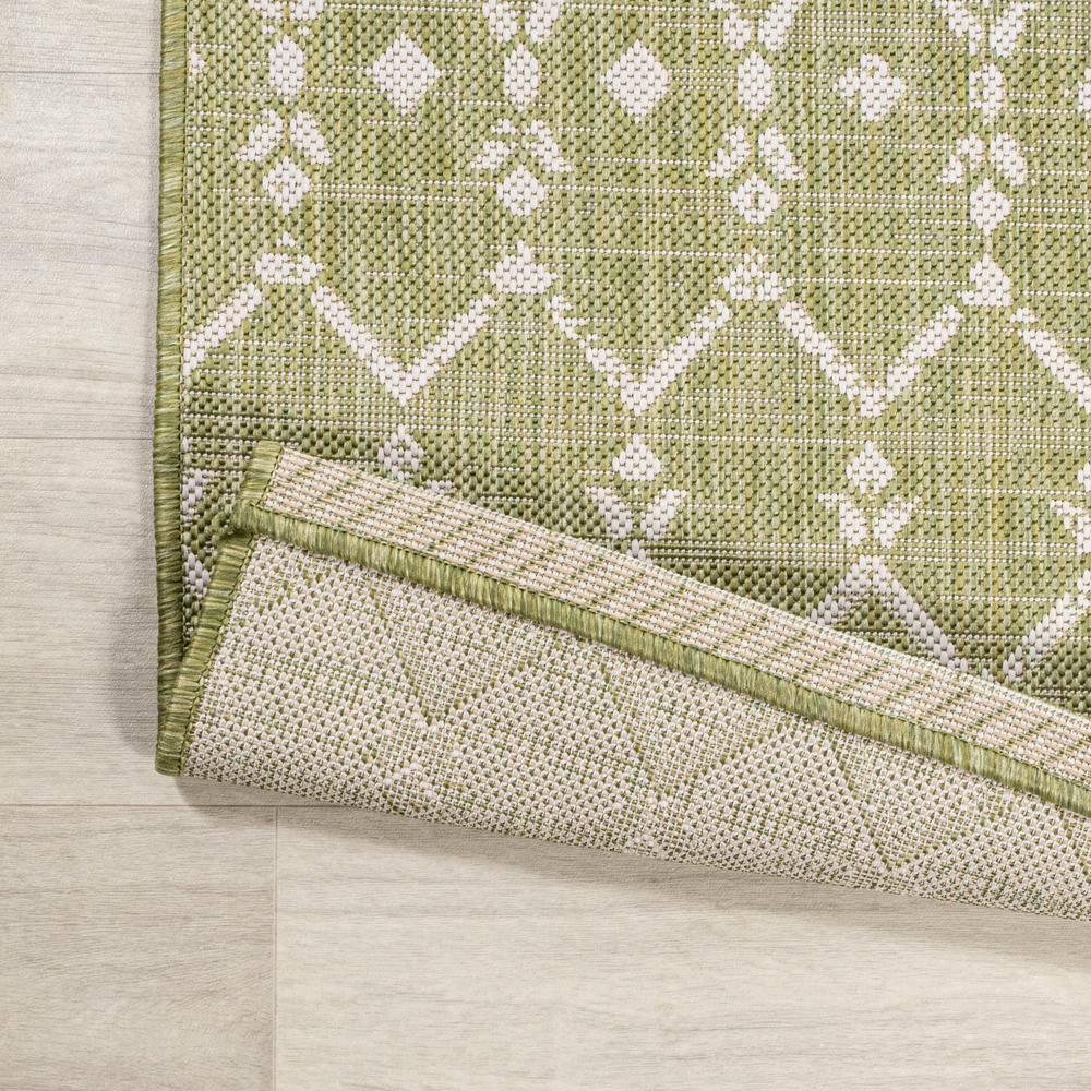 2' x 10' Ourika Moroccan Geometric Textured Weave Indoor/Outdoor Runner Rug, Light Green/Cream - JONATHAN Y