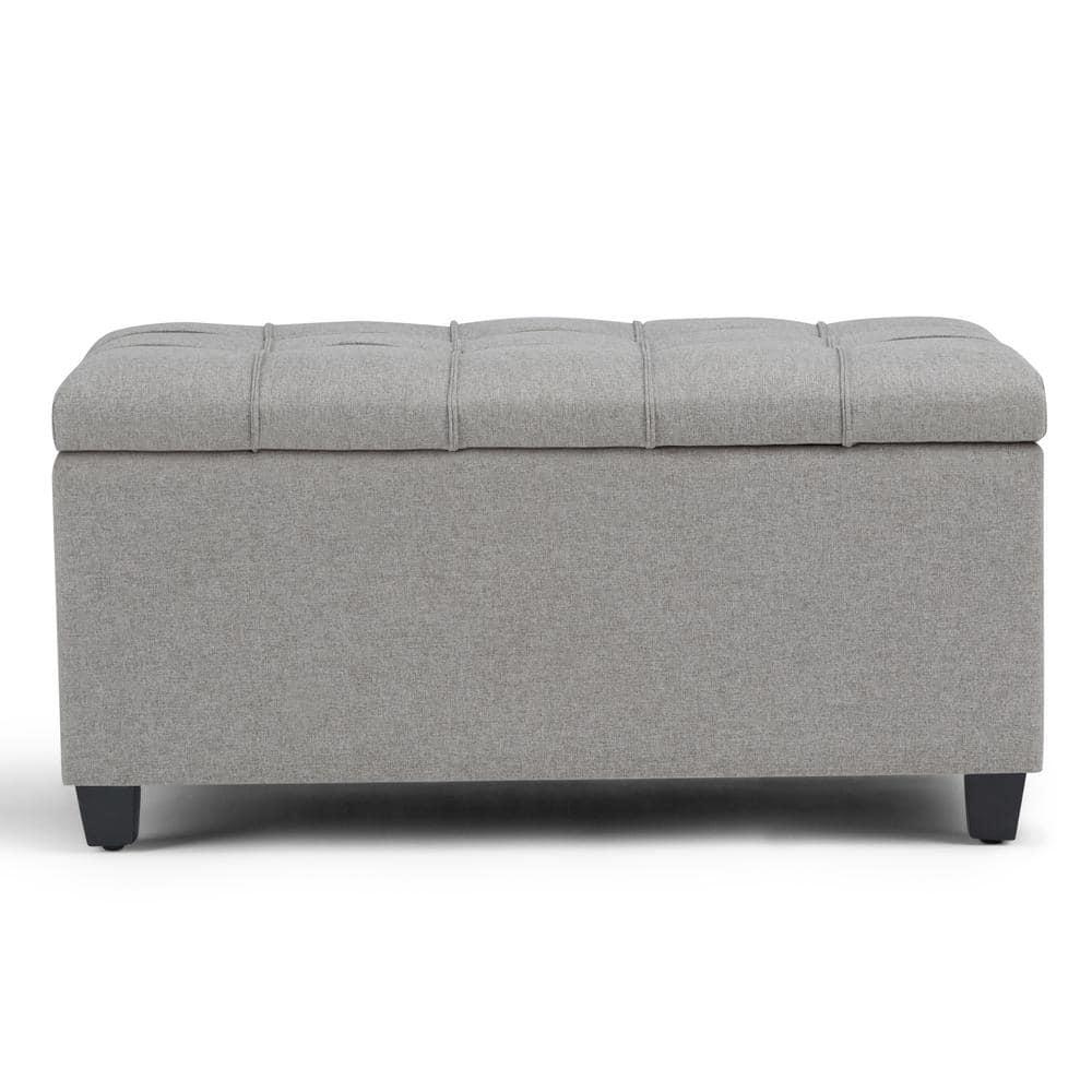 Simpli Home Sienna 33"W Upholstered Storage Ottoman Bench with Lift-Up Tufted Top