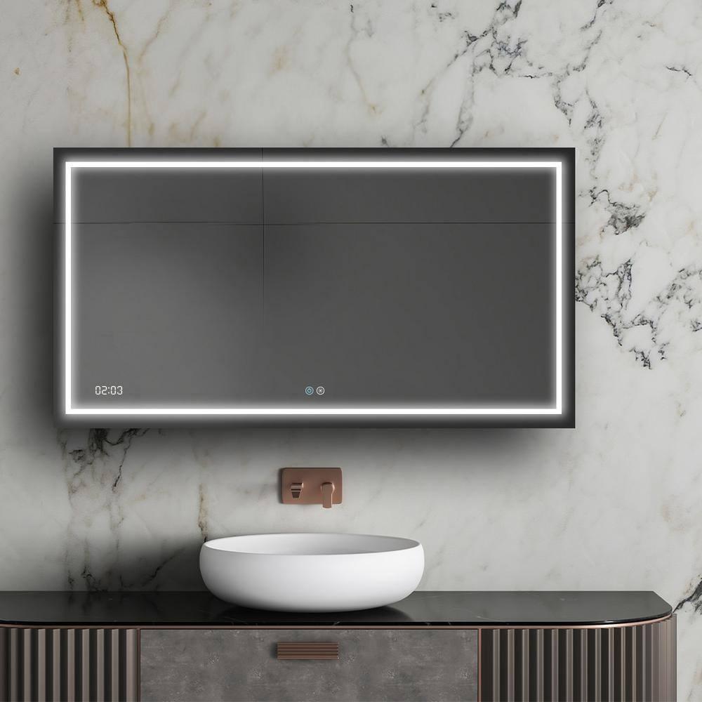 Elegance 60" Silver Full-Length Rectangular LED Bathroom Mirror