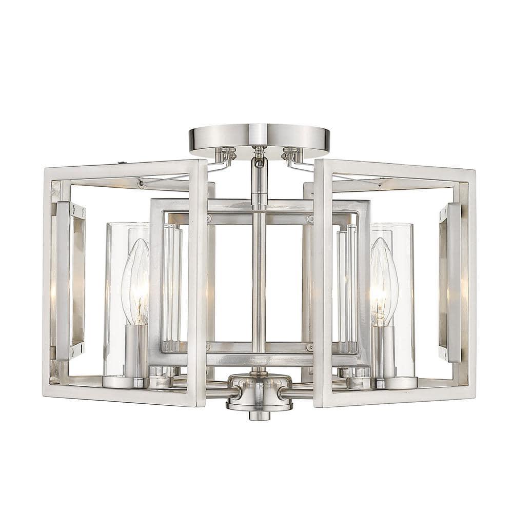 Golden Lighting Marco 4-Light Semi-flush in Pewter with Clear Glass