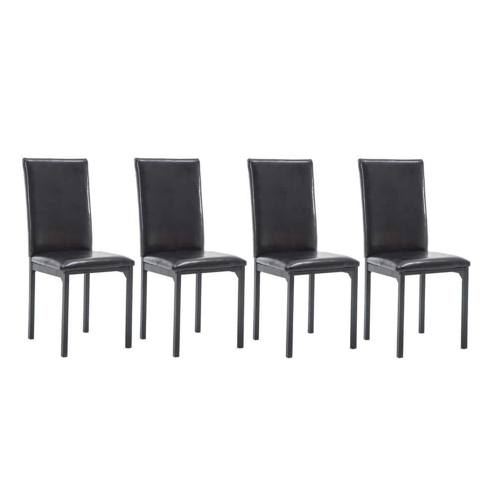 Set of 4 Arjen Dining Chairs Black - Boraam: Faux Leather, Metal Frame, Contemporary Style