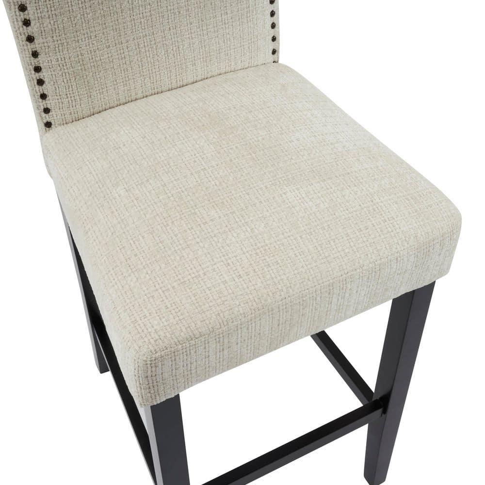 Christopher Knight Home Transitional 30.75" Fabric Upholstered Bar Stools with Solid Wood Frame, Beige, Set of 2