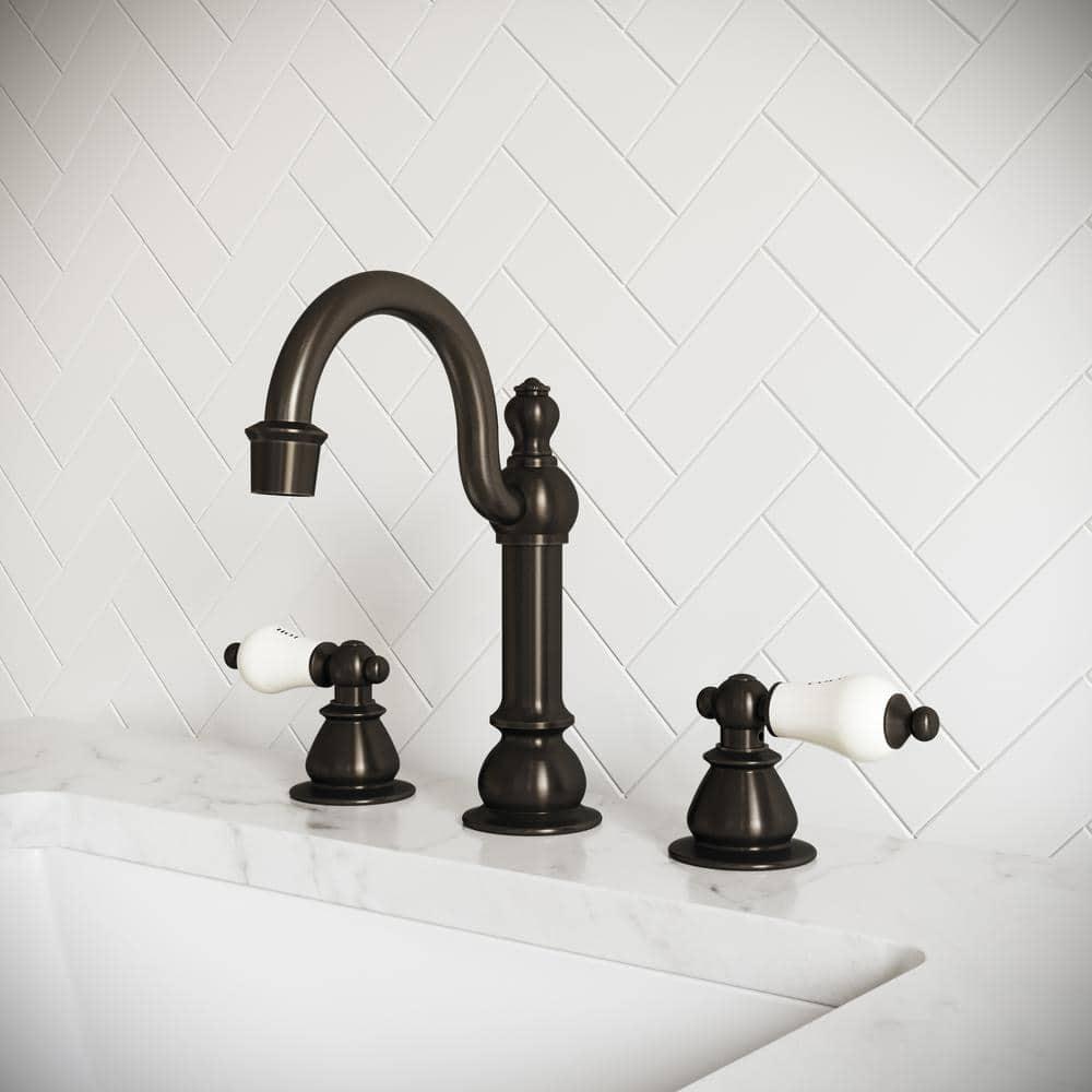 Water Creation F2-0012-03-CL American 20th Century Classic Widespread Lavatory F2-0012 Faucets - Brown & Oil-Rubbed Bronze