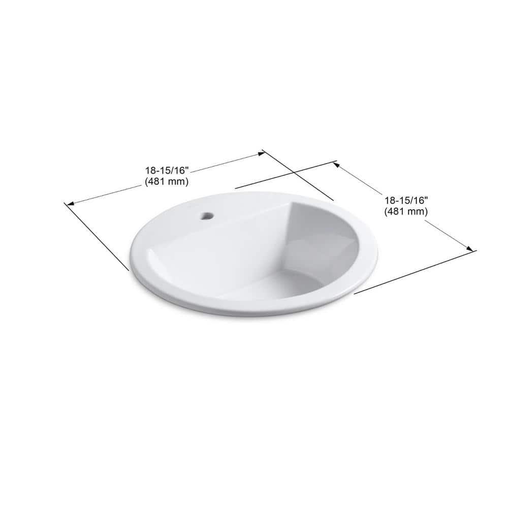 Bryant Ceramic Circular Drop-In Bathroom Sink with Overflow
