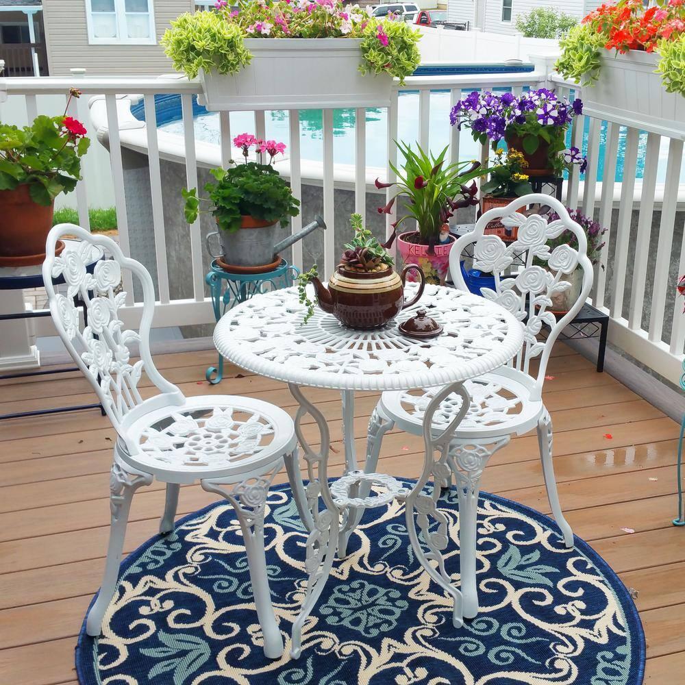 SunnyDaze Decor 2 - Person Metal Patio Dining Set with Round Table