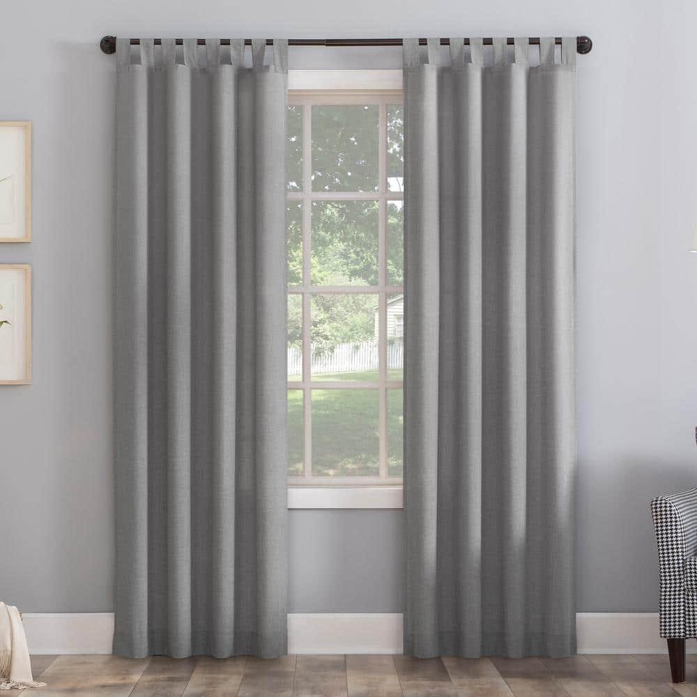 40"x84" No. 918 Light Filtering Semi-Sheer Joshua Heathered Texture Tab Top Curtain Panel Silver: Modern Indoor Decor