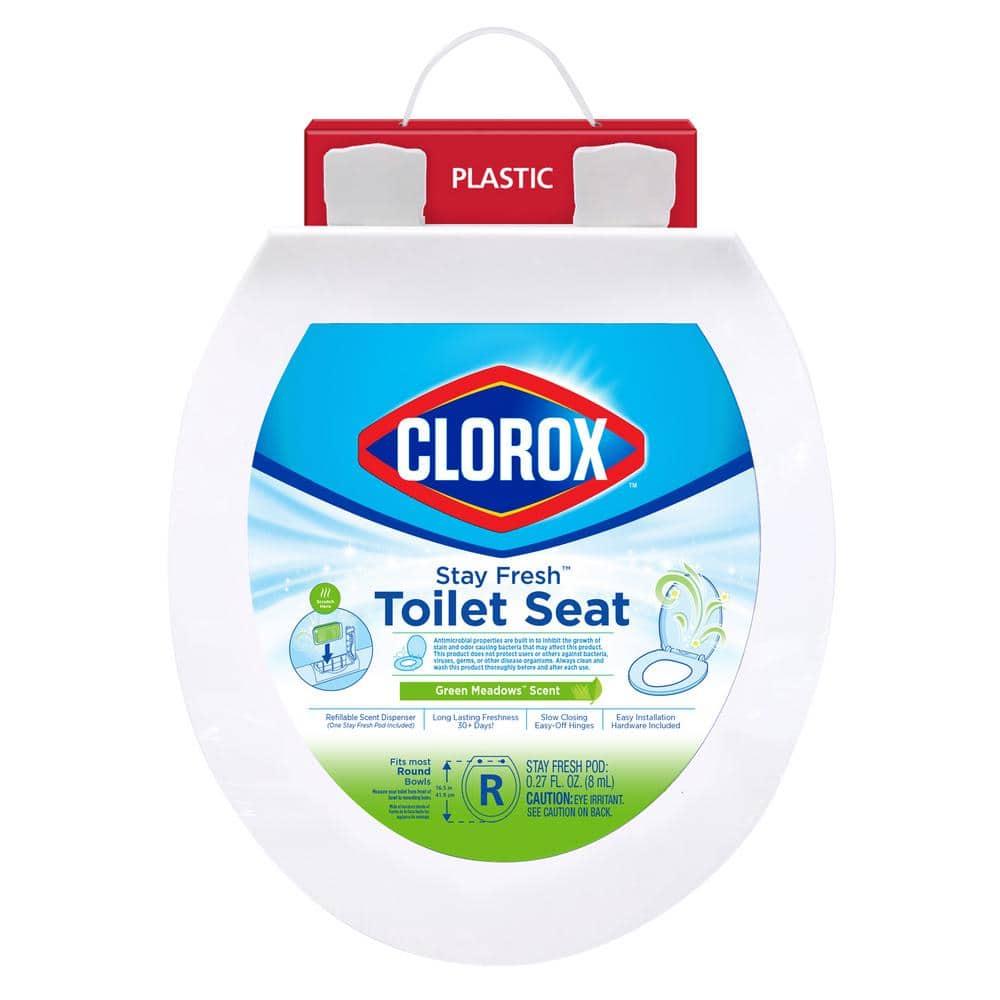 Clorox Antimicrobial Round Stay Fresh Scented Plastic Toilet Seat with Easy-off Hinges
