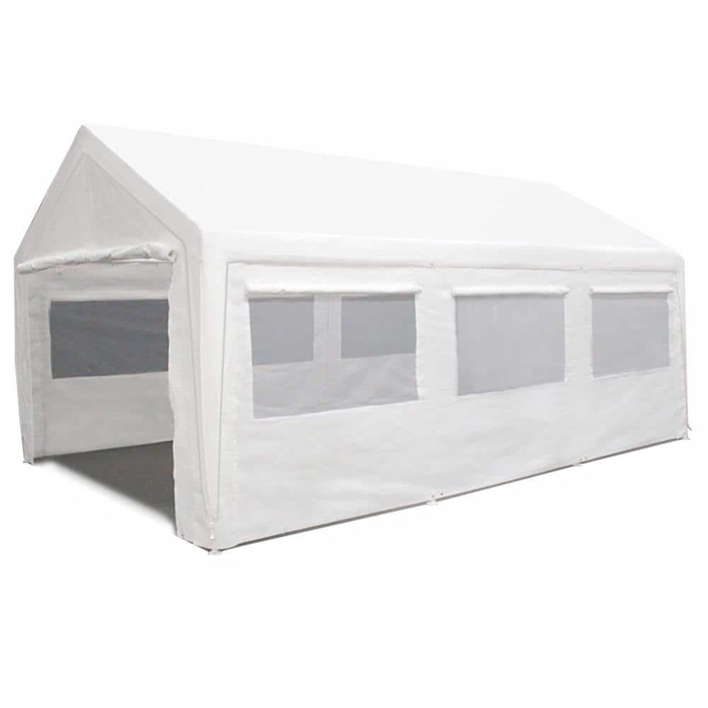 King Canopy 12 ft x 20 ft Carport Canopy Sidewall Kit w/ Flaps and Bug Screen Windows