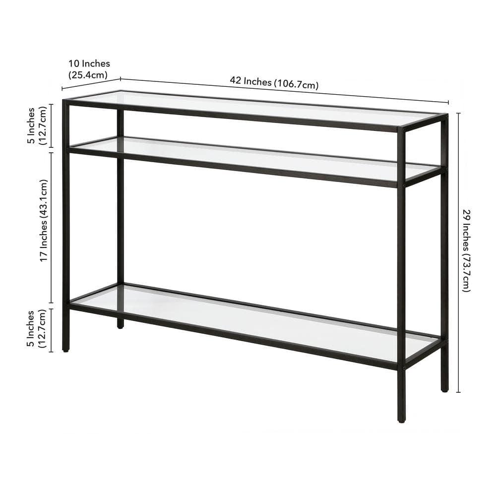 Evelyn&Zoe Siviline 42" Wide Rectangular Console Table, Blackened Bronze
