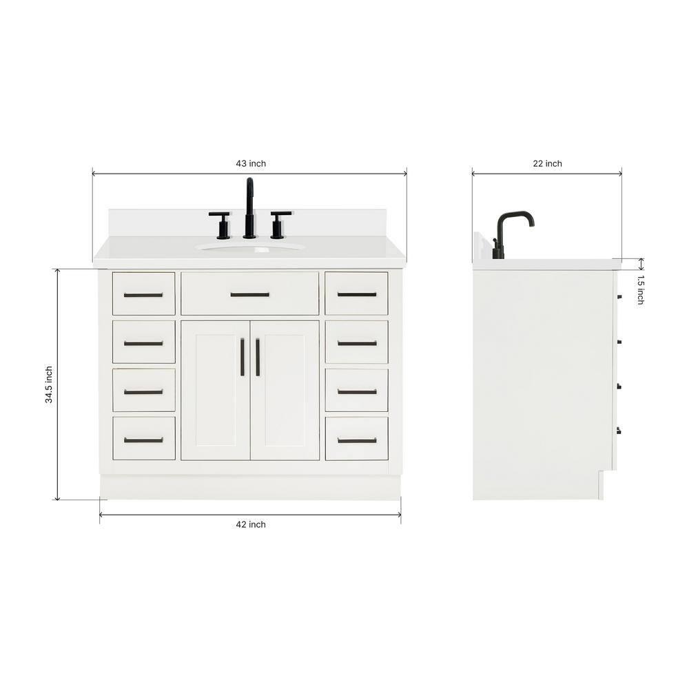 Ariel T043swqovo Hepburn 43" Free Standing Single Basin Vanity Set - White