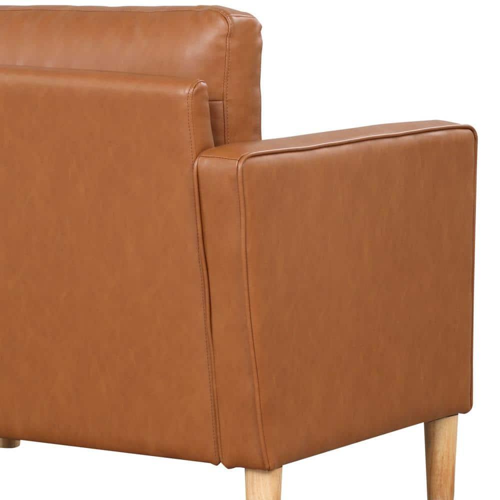 Lifestyle Solutions Lorelei Mid-Century Modern Sofa, Caramel Brown Faux Leather