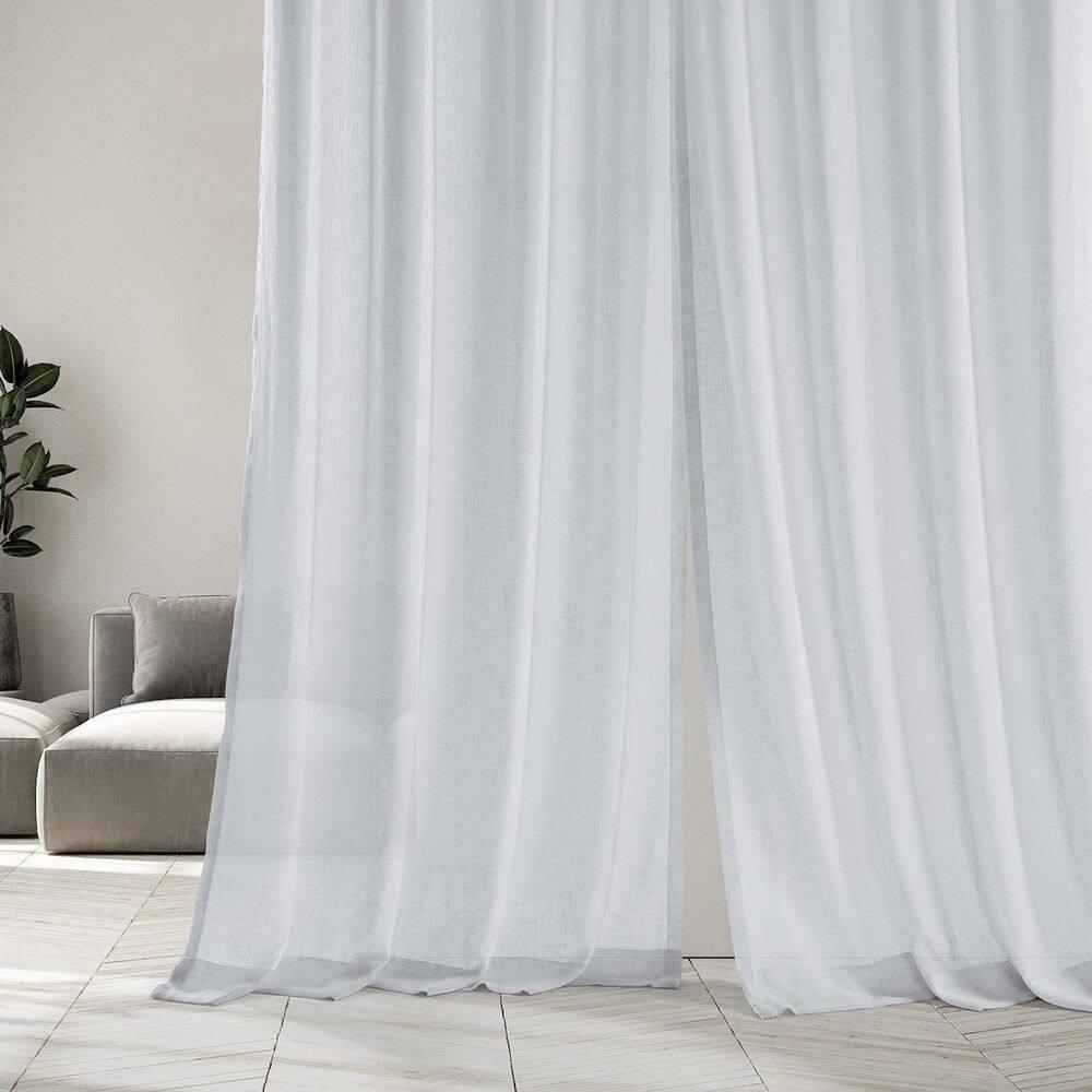 Aspen White Grommet Solid Faux Linen Sheer Curtain (1 Panel), Aspen White, 50W X 96L