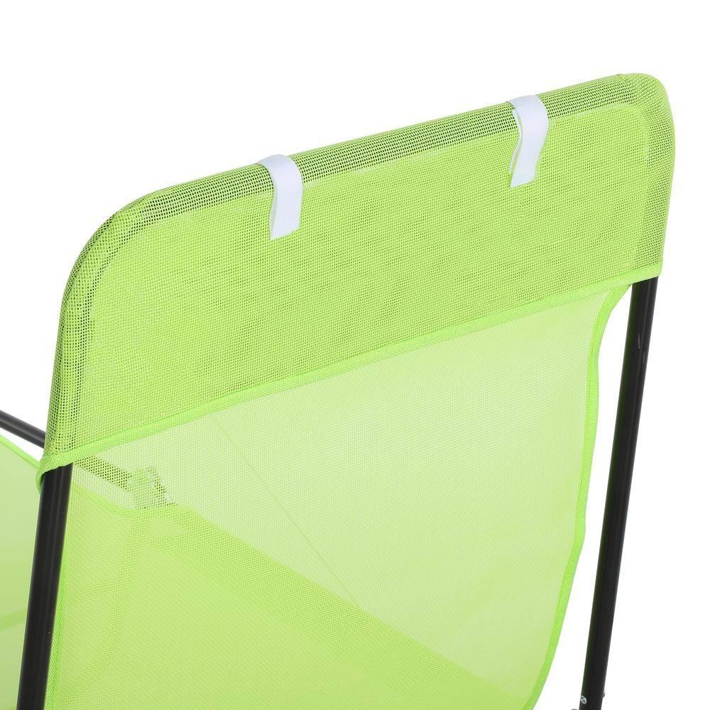 Outsunny Foldable Outdoor Chaise Lounge Chair, 5-Level Reclining Camping Tanning Chair with Breathable Mesh Fabric and Headrest, Green