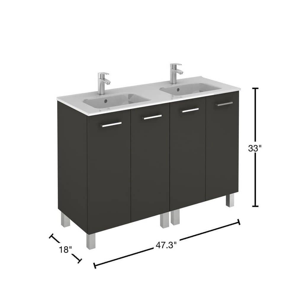 WS Bath Collections Logic 47.3'' Double Bathroom Vanity with Ceramic Top