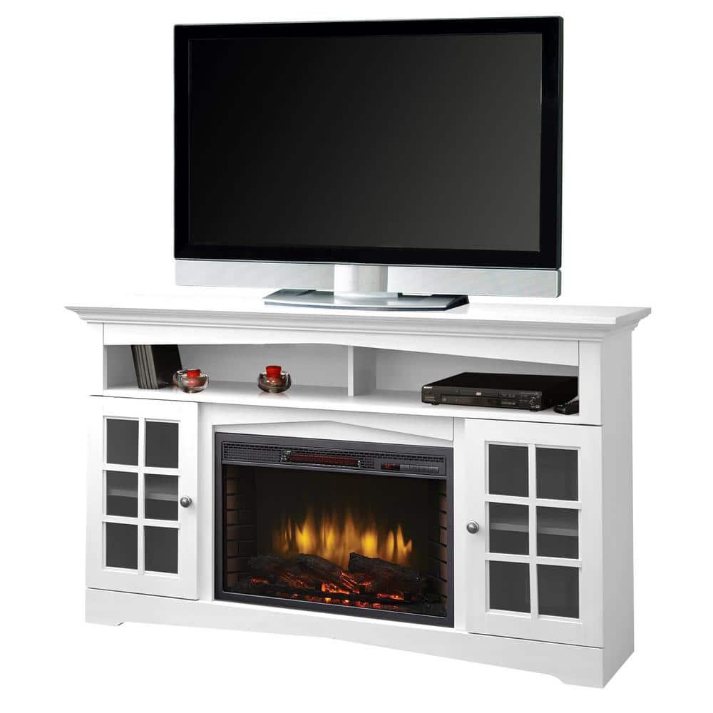 Muskoka Huntley 59" TV Stand Electric Fireplace White Wood Finish for TVs up to 65"
