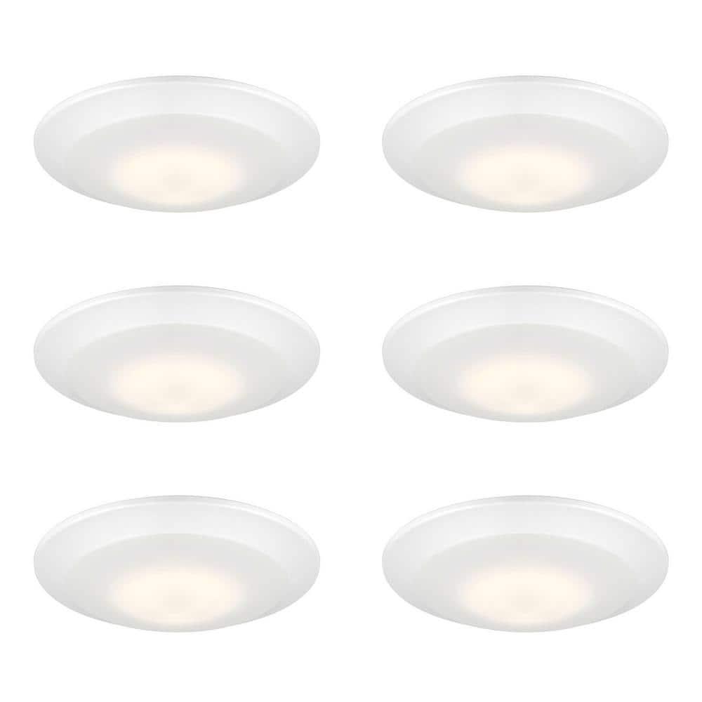 Designers Fountain LED Recessed Ceiling Lights 6 Pack, 7 inch CCT Disk Light Fixtures, Dimmable, 1000 Lumens, 3000K /4000K, White Trim, RC7WHWH8102C-6