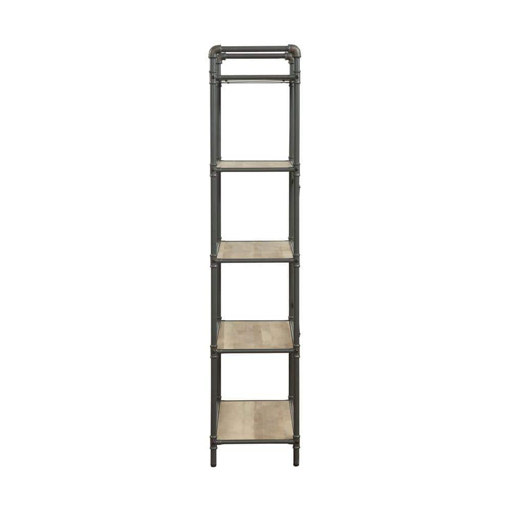 63" Itzel 5 Shelves Bookcase Antique Oak/Sandy Gray - Acme Furniture