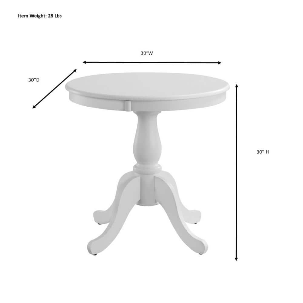 Carolina Living 36" Salem Round Pedestal Dining Table White Wash: Rubberwood, Seats 4, Adult Assembly Required