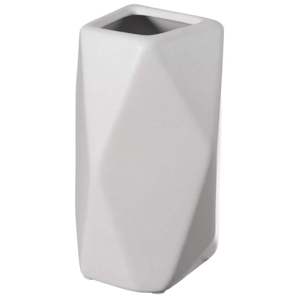 Uniquewise 8" H Decorative Ceramic Multi Paned Vase, Modern Style Centerpiece Table Vase White, Medium