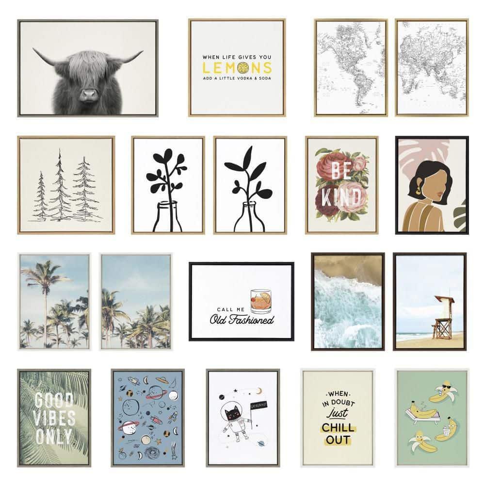 Kate and Laurel Sylvie Hey Dude Highland Cow Color Framed Canvas by The Creative Bunch Studio, 18x40, Natural