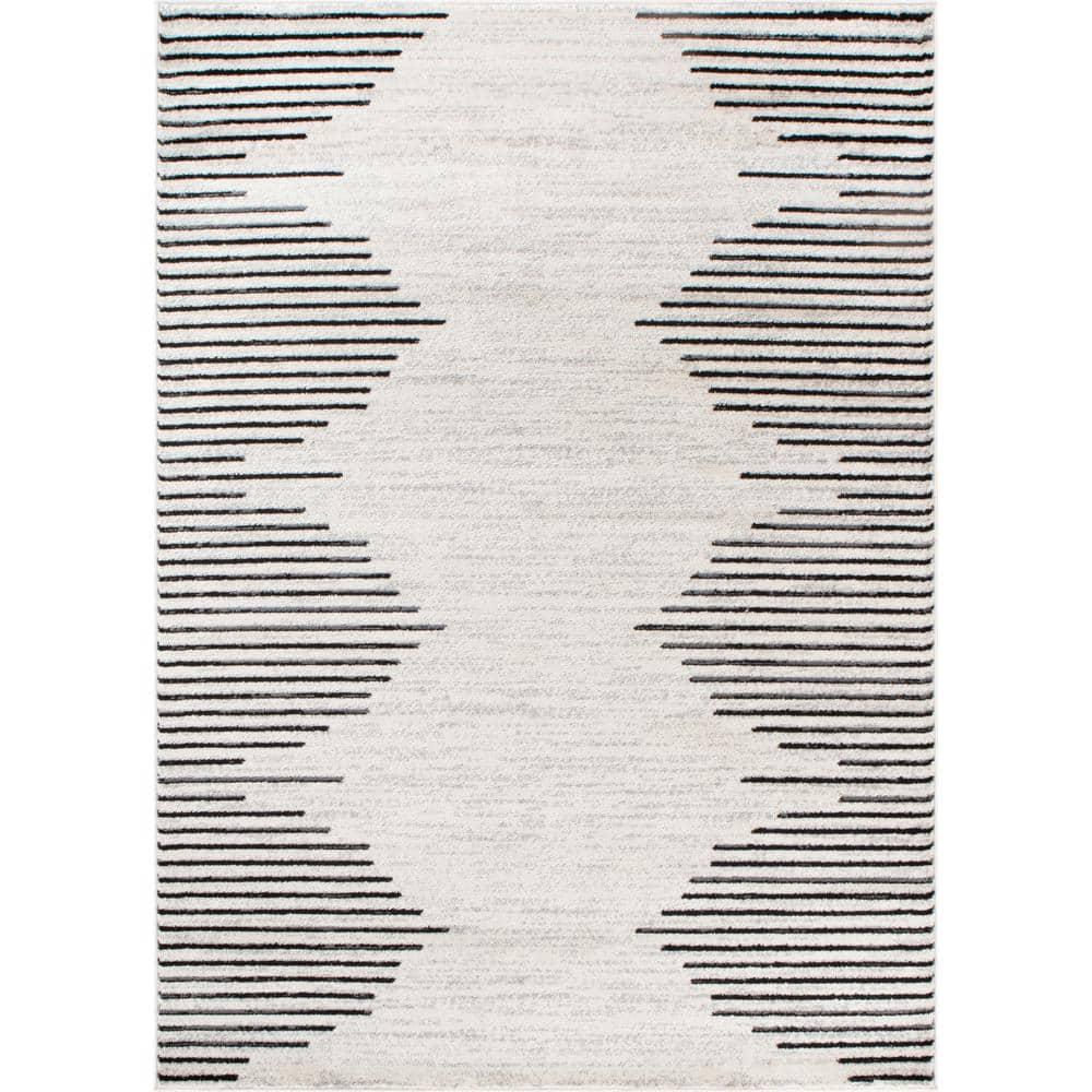 World Rug Gallery Bohemian Stripe Area Rug - Cream 7'10" x 10'