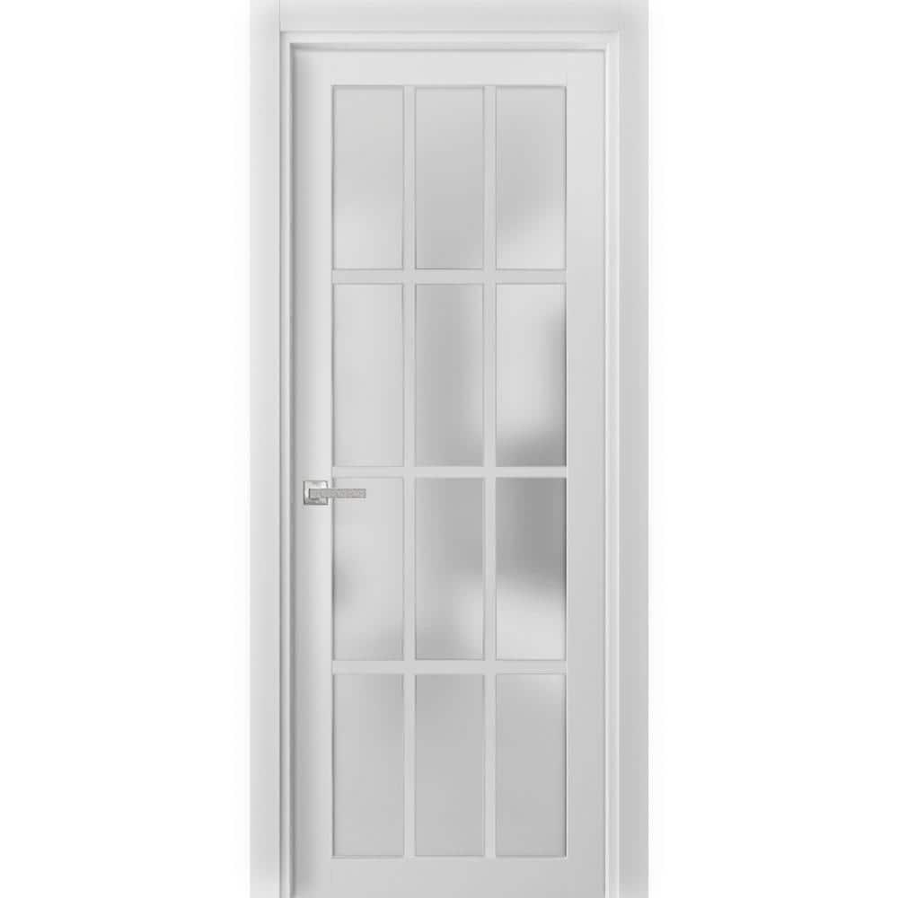 SARTODOORS Lucia Frosted Glass Sliding Closet White Door