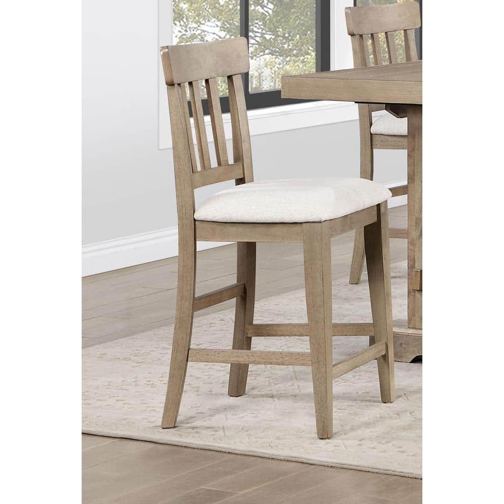 Steve Silver Napa Farmhouse Upholstered 42" Height Counter Chair, Set of 2, Cream