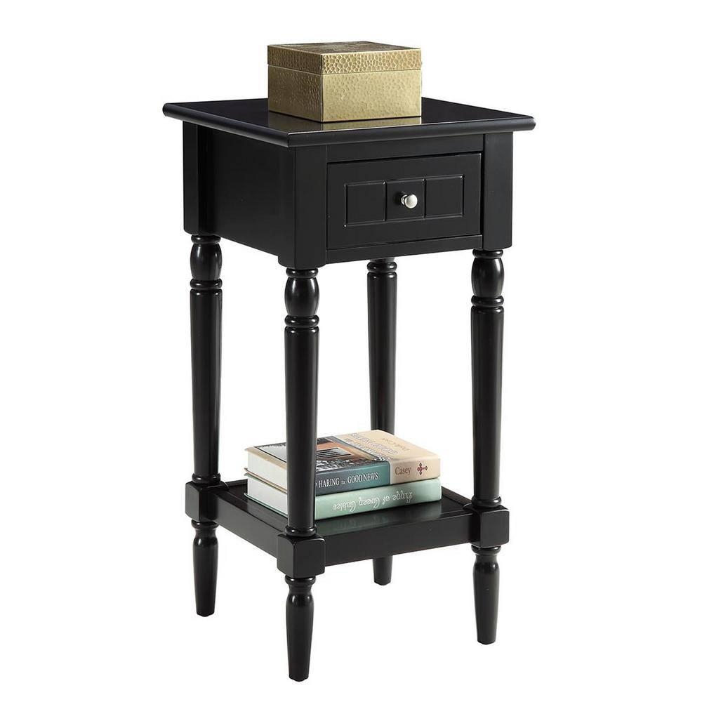 French Country Khloe 1 Drawer Accent Table with Shelf, Black