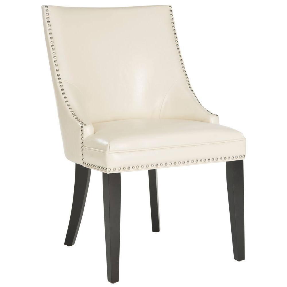 Afton 20"H Side Chair with Nail Heads (Set of 2) - Flat Cream - Safavieh