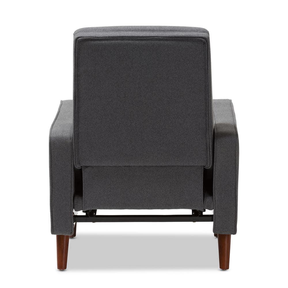 Mathias Mid Century Modern Lounge Chair - Baxton Studio: Recliner, Footrest, Walnut Legs