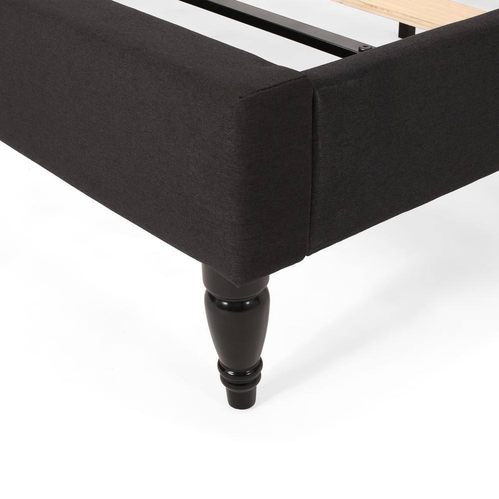Noble House Liyam Queen-Sized Fabric Fully-Upholstered Traditional Bedframe, Black